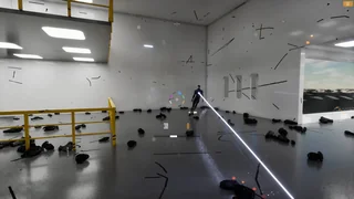A beam fired across the arena floor
